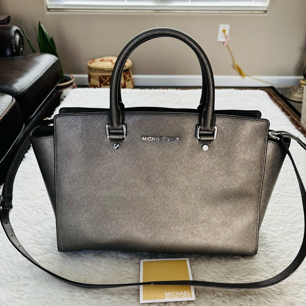 Michael Kors Metallic Olive Brown Satchel/Shoulder Bag - Picture 10 of 16
